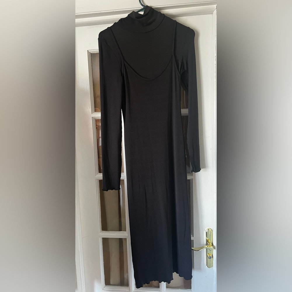 Topshop Black Long Sleeve Bodycon Dress with Tank Dress Over